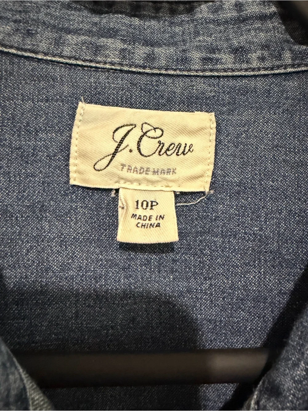 J.Crew Women’s 10P Petite Denim Western Shirt Pearl Snap 100% Cotton Blue
